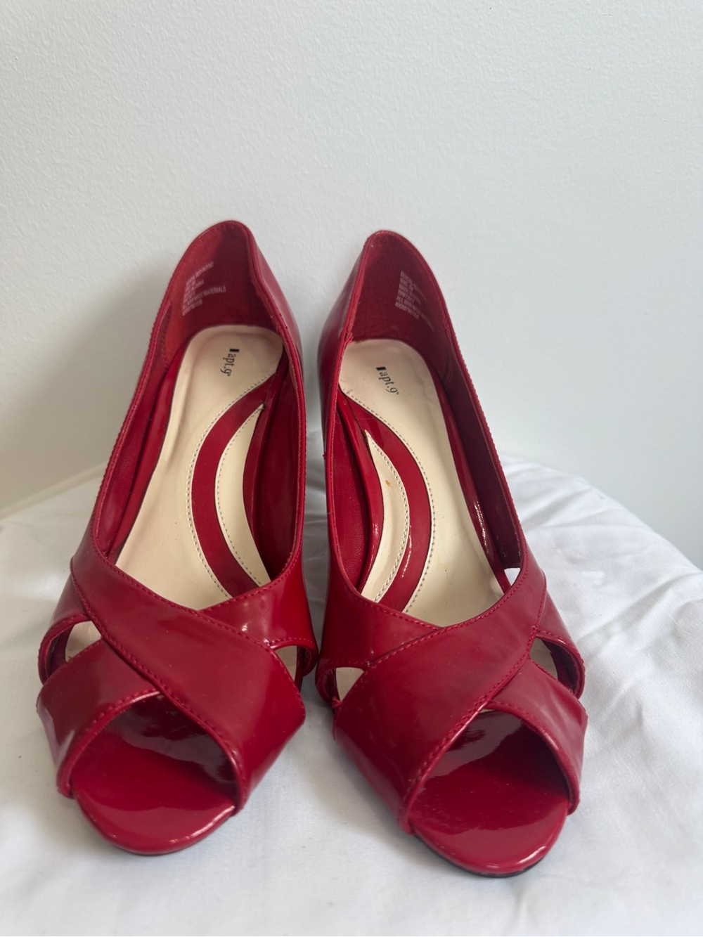 Apt 9 Kendal Red Patent Crisscross Peep Toe Pumps High Heels Cherry Crimson 8M